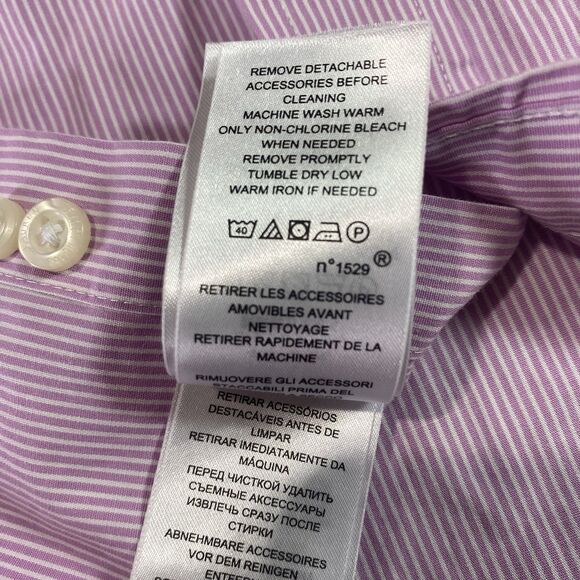 LRL RALPH LAUREN Black Label Classic Striped Long Sleeve Shirt Men 18 34/35 Pink - Picture 11 of 11